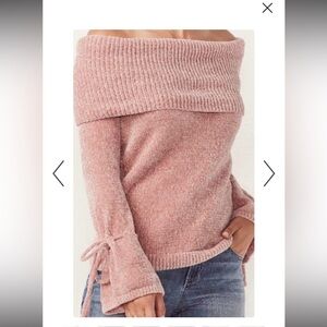 Chenille Off-The-Shoulder Sweater Bell Sleeve trumpet flare statement velvet Y2K